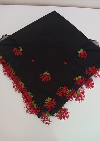 Kırmızı Dantel Detaylı Bohem Kadın Fuları - Görsel 4