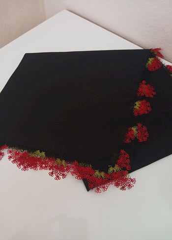 Kırmızı Dantel Detaylı Bohem Kadın Fuları - Görsel 3