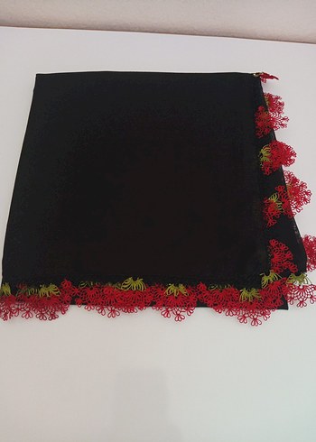 Kırmızı Dantel Detaylı Bohem Kadın Fuları - Görsel 7