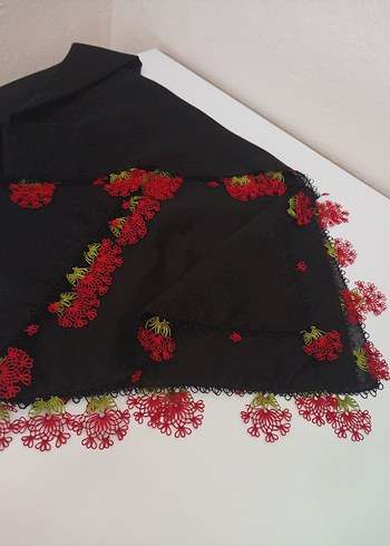 Kırmızı Dantel Detaylı Bohem Kadın Fuları - Görsel 5