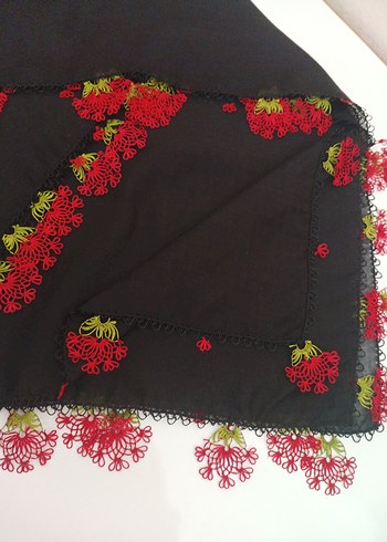 Dantel Detaylı Siyah Kadın Yazma - Görsel 9