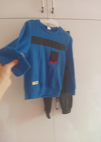Erkek Çocuk Mavi Sweatshirt Velcro Detaylı - Görsel 4
