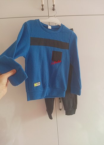 Erkek Çocuk Mavi Sweatshirt Velcro Detaylı - Görsel 2