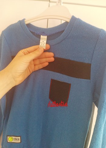 Erkek Çocuk Mavi Sweatshirt Velcro Detaylı - Görsel 5