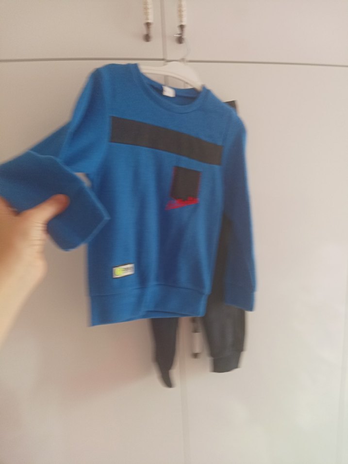Erkek Çocuk Mavi Sweatshirt Velcro Detaylı - Görsel 4
