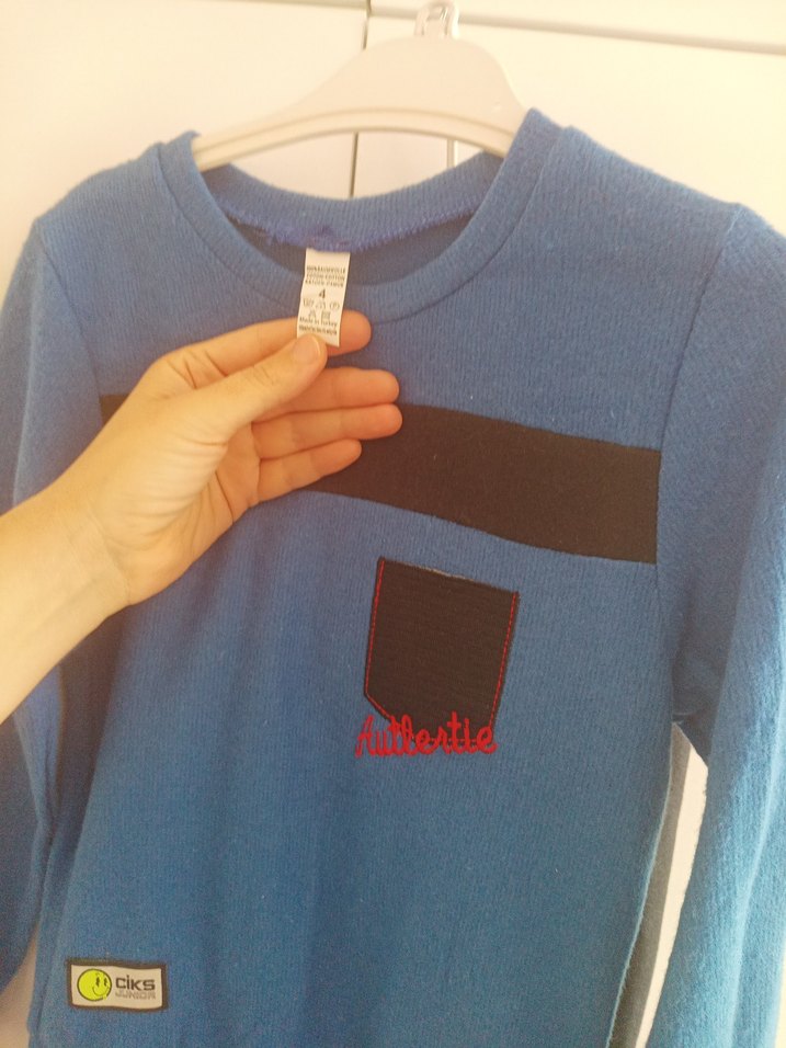 Erkek Çocuk Mavi Sweatshirt Velcro Detaylı - Görsel 5