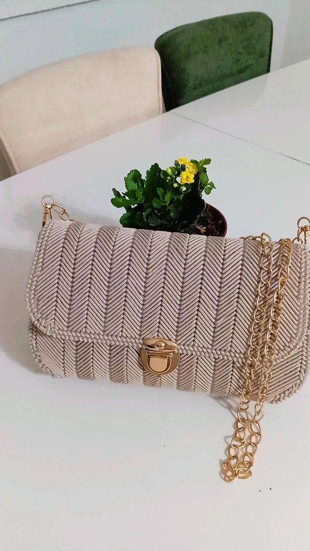 Bej Pilili Triko Kadın Çanta - Görsel 2