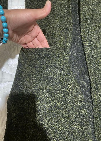 Uzun Kollu Haki Triko Kadın Hırka - Görsel 2