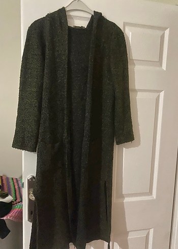 Uzun Kollu Haki Triko Kadın Hırka - Görsel 4