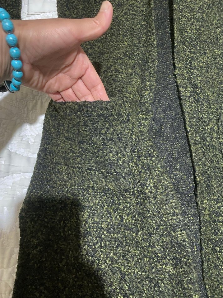 Uzun Kollu Haki Triko Kadın Hırka - Görsel 2