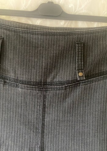 Siyah Kadın Midi Pileli Denim Etek - Görsel 3