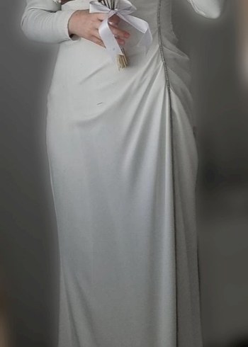 Gelinlik Tesettür Beyaz Nikah Elbisesi