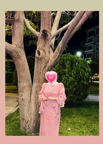 Pembe Drapeli Uzun Bohem Abiye Elbise - Görsel 8