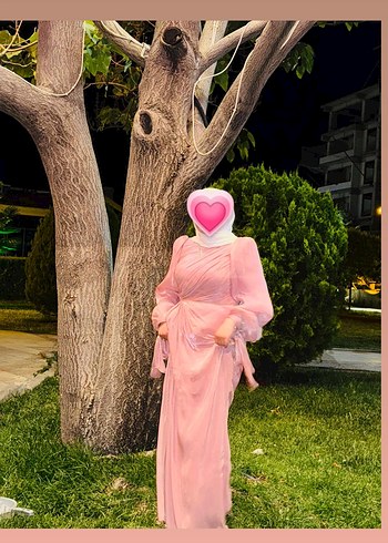 Pembe Drapeli Uzun Bohem Abiye Elbise - Görsel 7