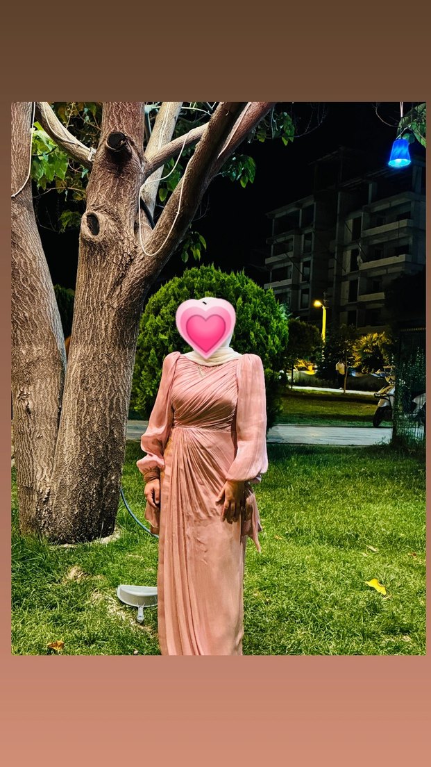 Pembe Drapeli Uzun Bohem Abiye Elbise - Görsel 4