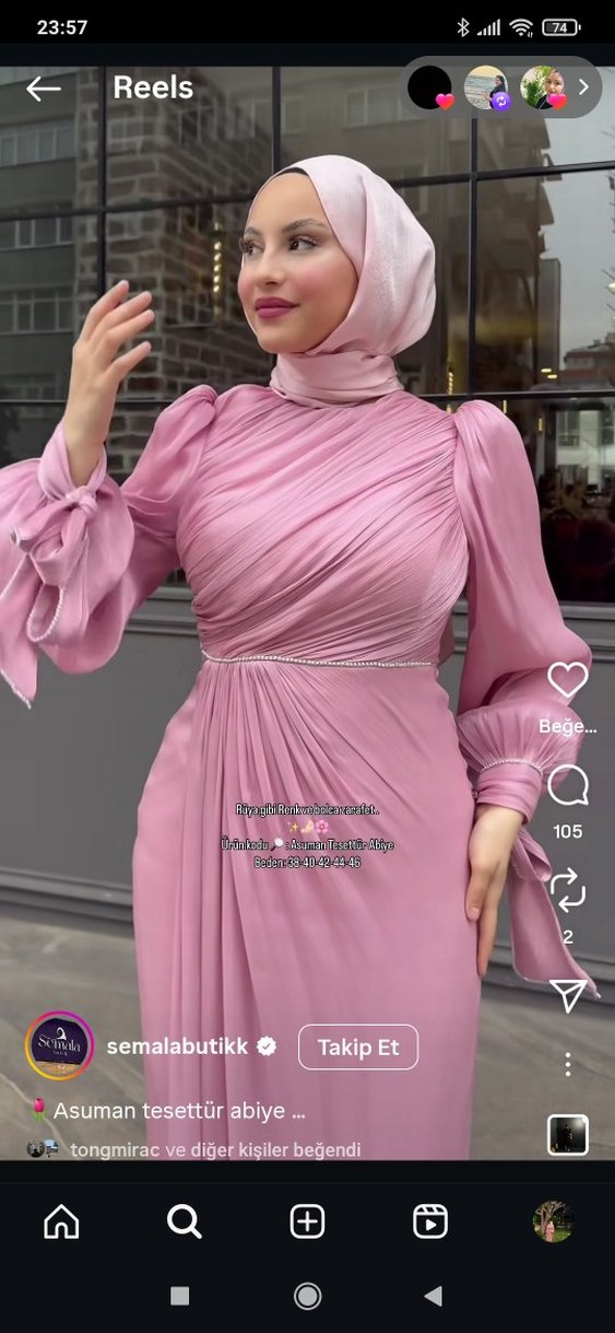 Pembe Drapeli Uzun Bohem Abiye Elbise - Görsel 2