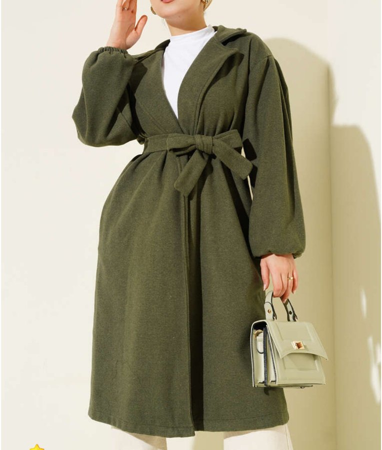 Kemerli Uzun Kadın Trençkot - Görsel 2