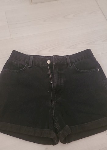 Defacto Siyah Düğmeli Mini Kot Şort