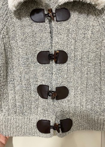 Gri Örgü Kadın Hırka oxxo - Görsel 4