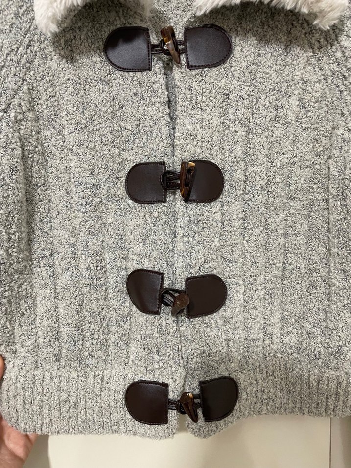 Gri Örgü Kadın Hırka oxxo - Görsel 4