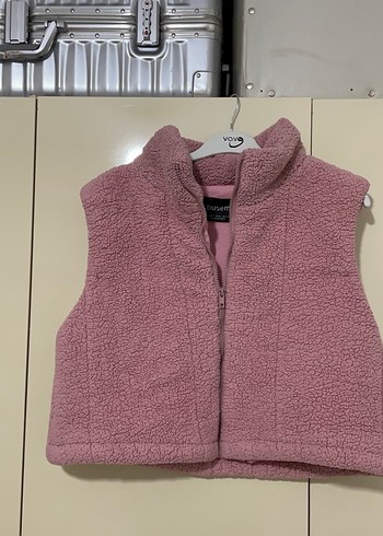 Peluş yünlü crop yelek - Görsel 2