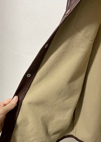 Düğmeli Kahverengi Kadın Deri Ceket - Görsel 4