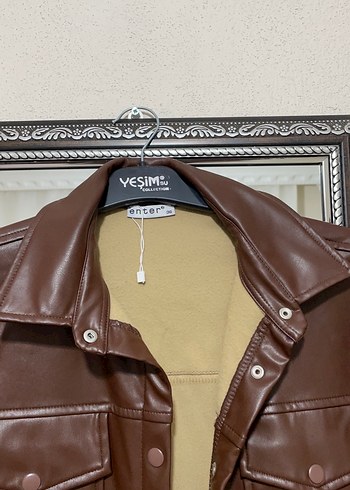 Düğmeli Kahverengi Kadın Deri Ceket - Görsel 3