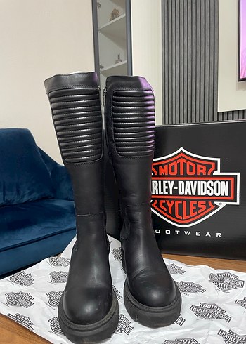 Harley-Davidson Siyah Deri Biker Çizme - Görsel 2