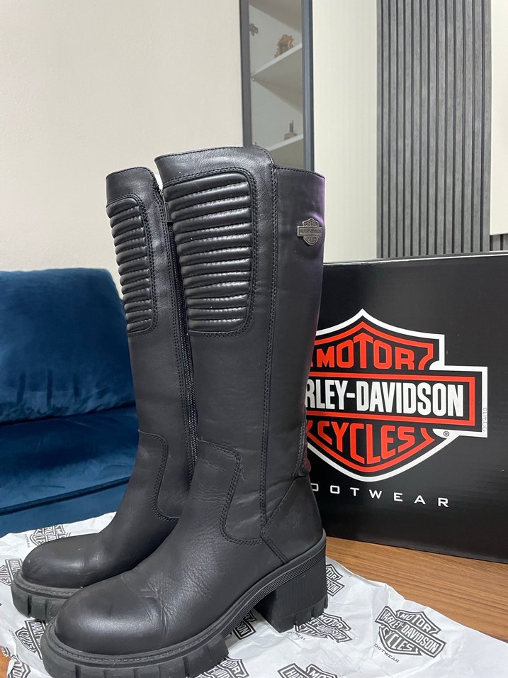 Harley-Davidson Siyah Deri Biker Çizme - Görsel 3