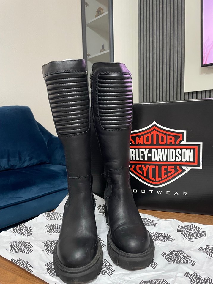Harley-Davidson Siyah Deri Biker Çizme - Görsel 2