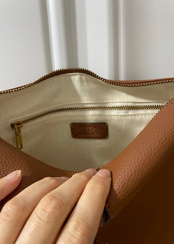 Zara Kahverengi Deri Kadın Çanta - Görsel 4