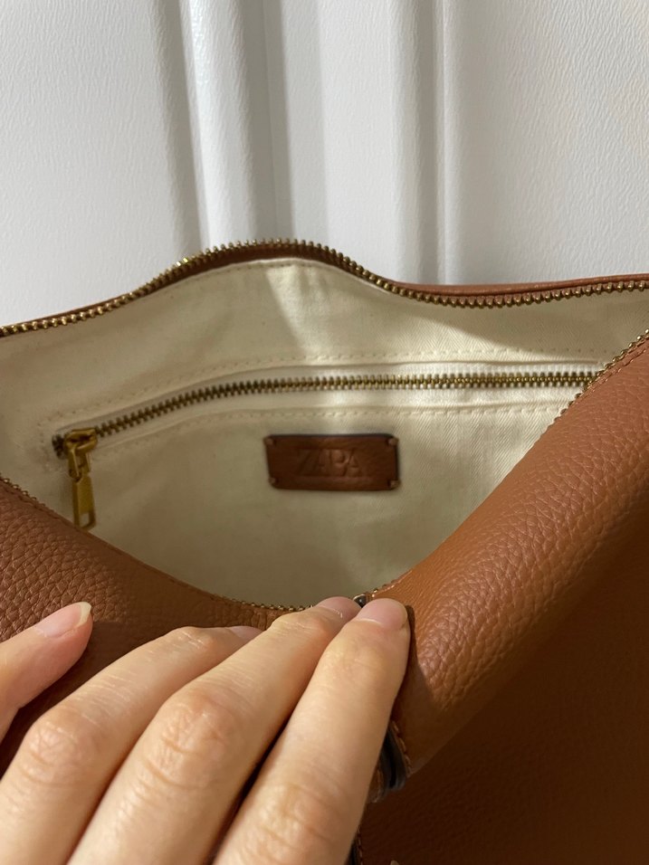 Zara Kahverengi Deri Kadın Çanta - Görsel 4