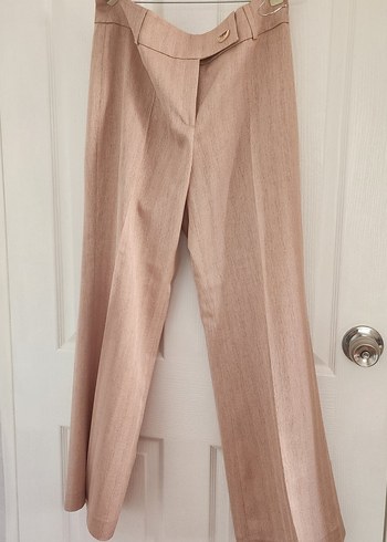 42 Beden ten rengi Renk Yavru Ağzı Pudra Renk Keten Kadın Blazer Ceket Pantalon