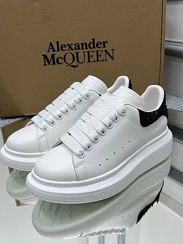 38 Beden siyah Renk Alexander McQueen White White with Glitter