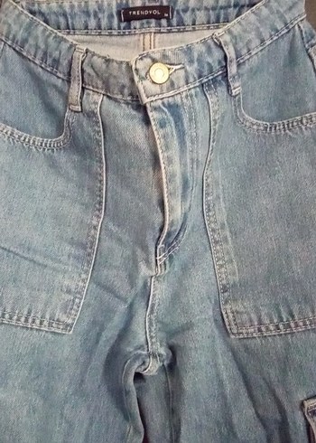 Trendy Loose Fit kargo Kadın Kot Pantolon