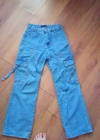 m Beden Trendy Loose Fit kargo Kadın Kot Pantolon