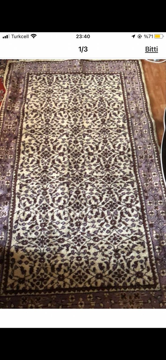 Klasik Desenli Kahverengi Halı ısparta halı 1 m en 2 m boy - Görsel 2