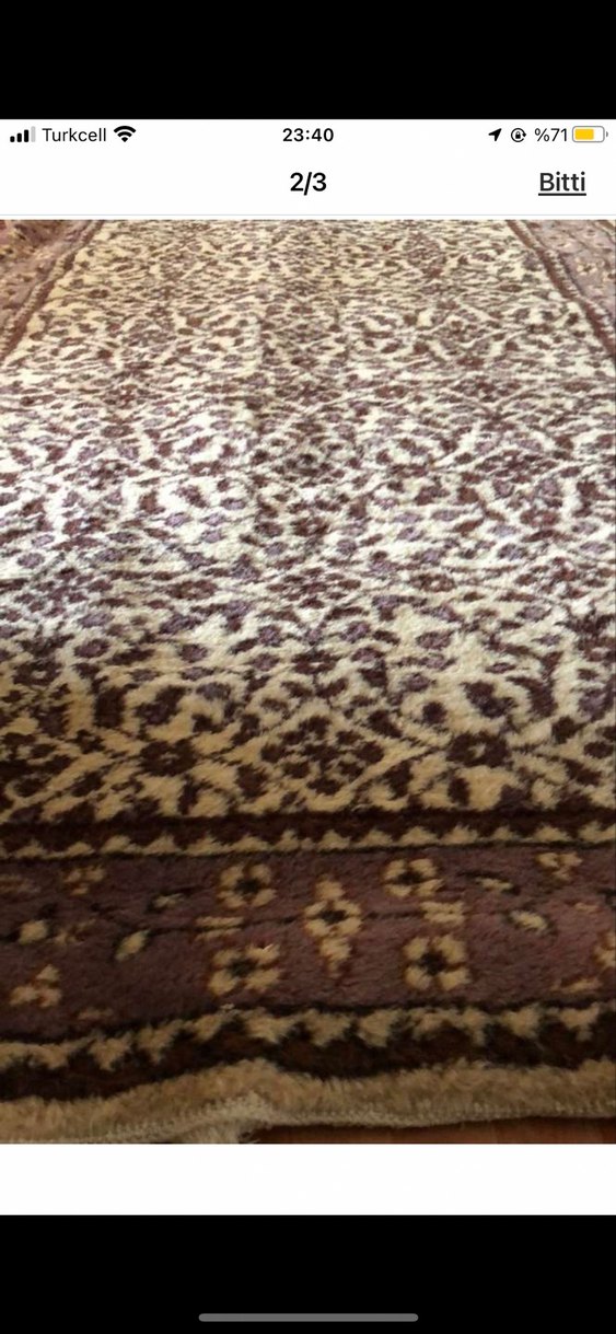 Klasik Desenli Kahverengi Halı ısparta halı 1 m en 2 m boy - Görsel 3