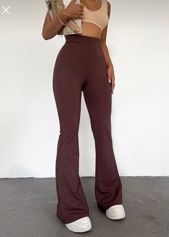 Kahverengi Kadın İspanyol Paça Pantolon - Görsel 2