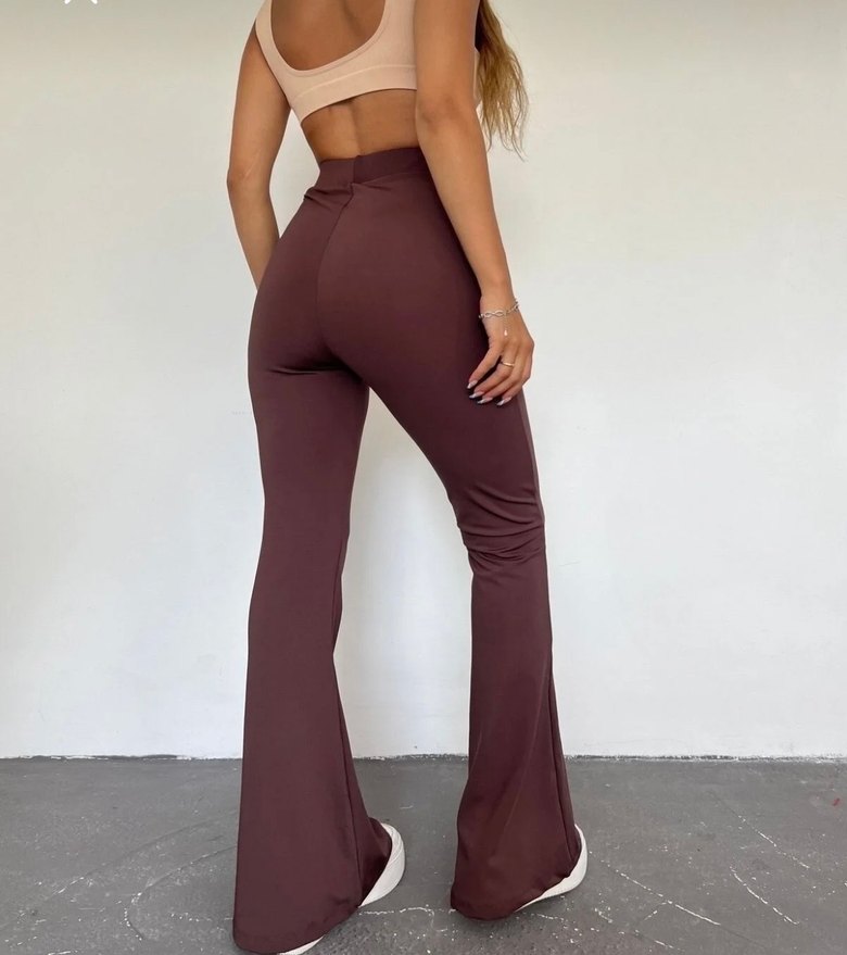 Kahverengi Kadın İspanyol Paça Pantolon - Görsel 3