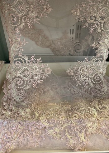 Diğer Nakış İşlemeli Vintage Pembe Masa Örtüsü