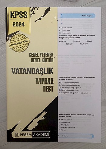 KPSS 2024 Vatandaşlık Yaprak Test