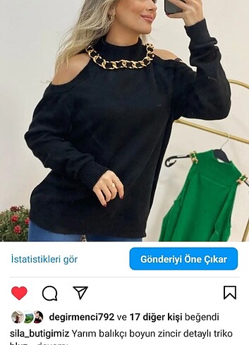 Zincir detay triko bluz
