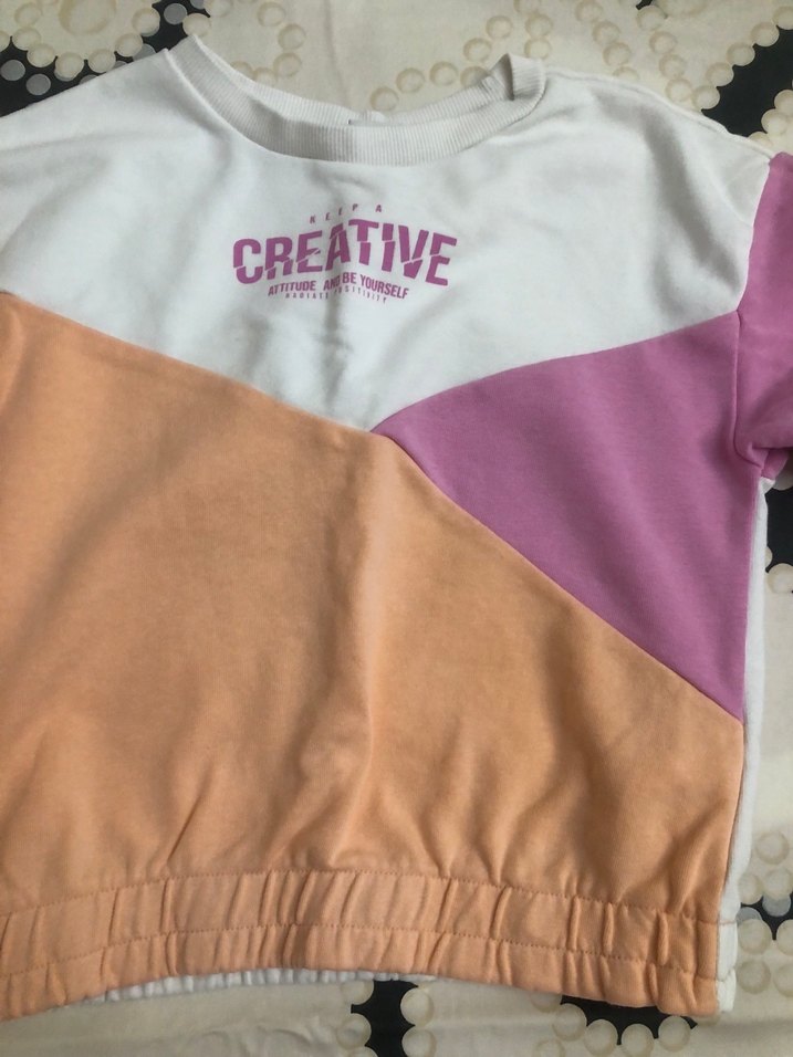 Kızlar için Renkli Pamuklu Sweatshirt ve Eşofman - Görsel 3