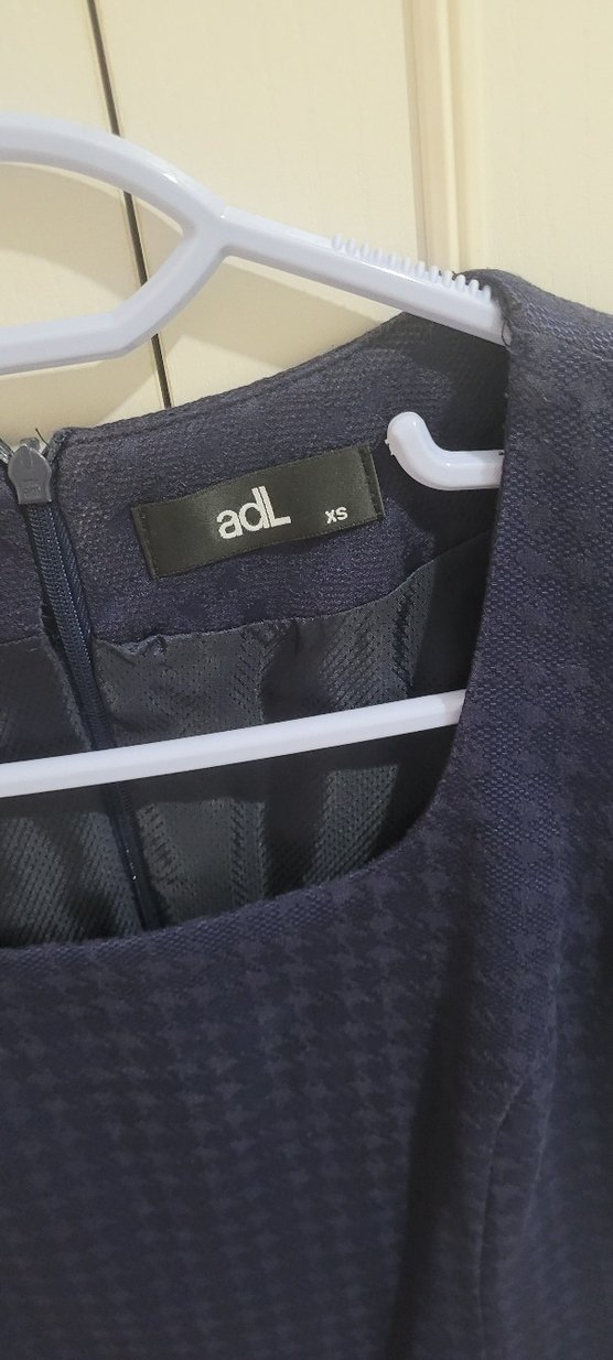 Lacivert  kare Yaka Kısa Kollu Elbise - Görsel 3