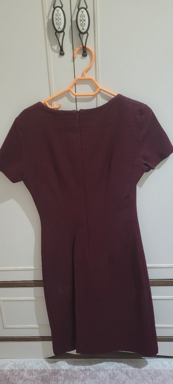 Bordo Kadın Elbise Kısa Kollu - Görsel 2