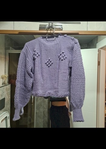 Bohem Gri Örgü Mini Kazak - Görsel 2