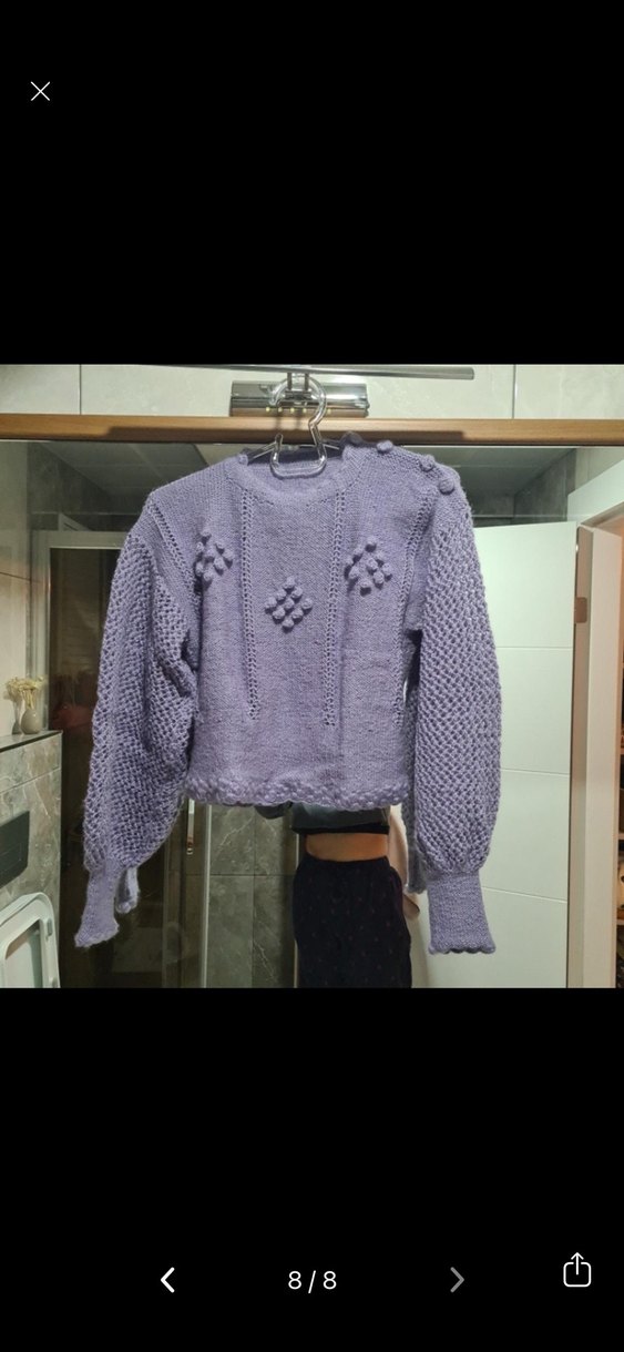 Bohem Gri Örgü Mini Kazak - Görsel 2