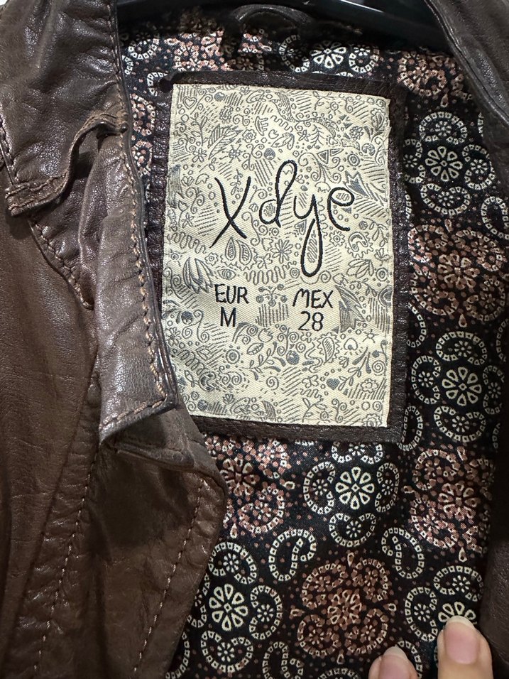 Kahverengi Kemerli Deri Biker Ceket - Görsel 3