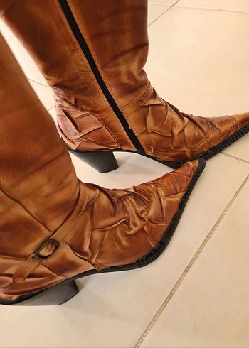 Kahverengi Deri Bayan Çizme - Görsel 4